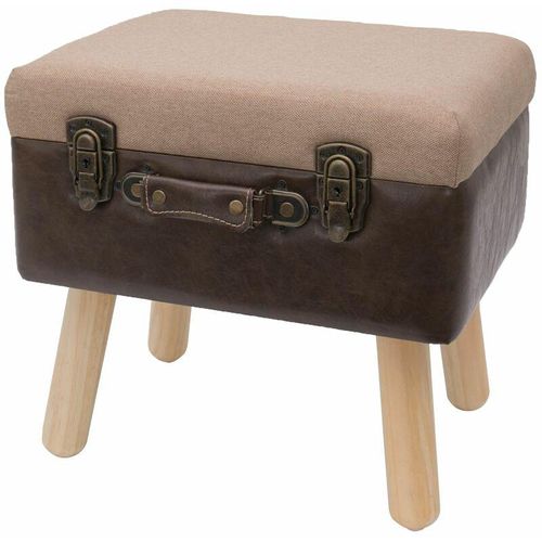 Sitzhocker Koffer mit Stauraum im Vintage-Design, 40 x 32 x 39 cm, Klassik – HMF