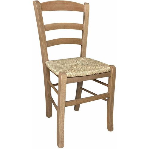 Okaffarefatto - Stuhl Modell Paesana mit Sitzflche aus hellem Nussbaum-Stroh