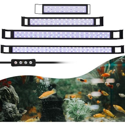 24W led Aquarium mit timer Beleuchtung Einfach zu bedienen Aufsetzleuchte,50-70cm – Schwarz – Swanew