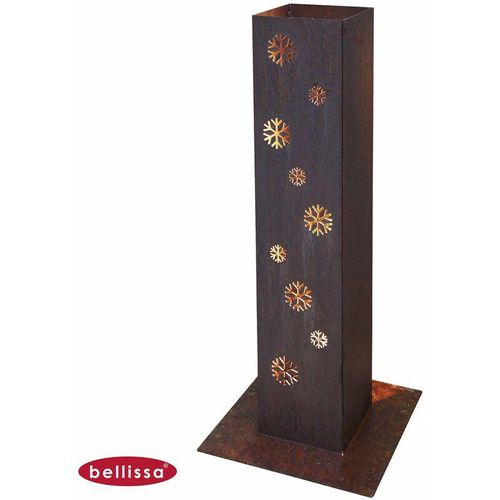 Bellissa - Corten Feuersäule 70cm Lichtsäule Windlicht Säule Garten Terrasse Deko - Schneeflocke