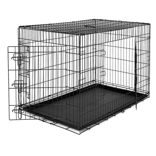 Hundetransportkäfig Tiertransportbox Hundebox Größe (xxxl) 122x75x81 cm – schwarz – Lionto
