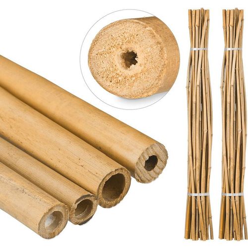 50 x Bambusstäbe 150cm, aus natürlichem Bambus, Bambusstangen als Rankhilfe oder Deko, Bambusrohre zum Basteln, natur