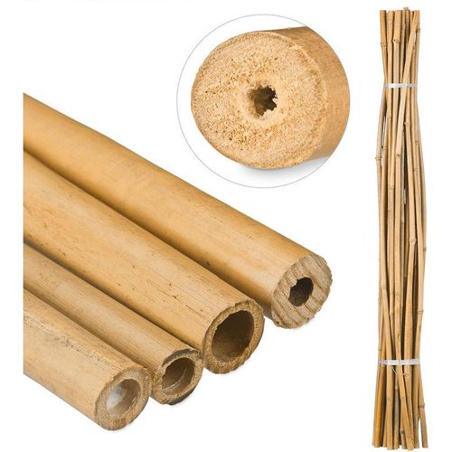 25 x Bambusstäbe 150cm, aus natürlichem Bambus, Bambusstangen als Rankhilfe oder Deko, Bambusrohre zum Basteln, natur