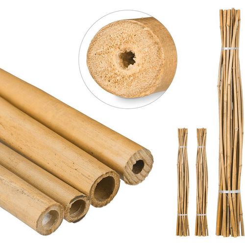 75 x Bambusstäbe 150cm, aus natürlichem Bambus, Bambusstangen als Rankhilfe oder Deko, Bambusrohre zum Basteln, natur