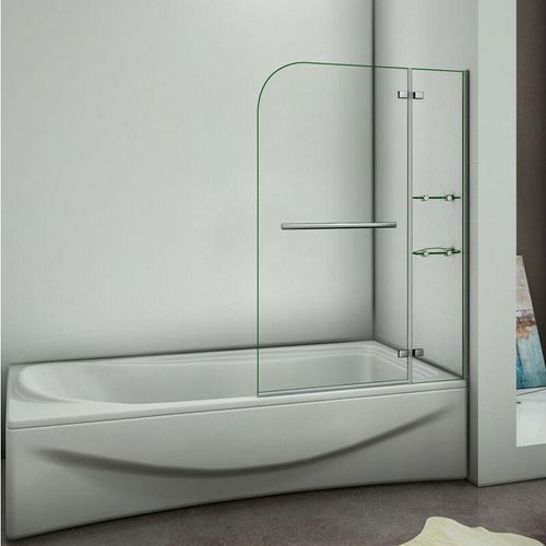 100X140cm Badewannenaufsatz Faltwand Duschabtrennung Duschwand für Badewanne 5mm Sicherheitsglas – Transparent