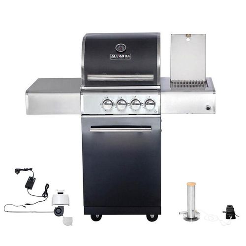 Top-Line Modular chef s Black Gasgrill 2 Brenner/Seitenkocher/Backburner Grill mit Ablage/AIR-System/Smokesystem – Allgrill