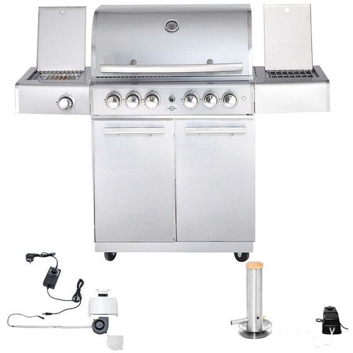 Allgrill – Top-Line Modular chef l Gasgrill 4 Brenner/Seitenkocher/Backburner Grill mit STEAKZONE®/AIR-System/Smokesystem