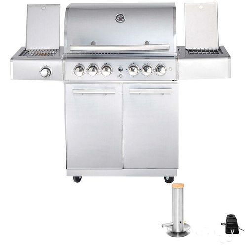 Top-Line Modular chef l Gasgrill 4 Brenner/Seitenkocher/Backburner Grill mit STEAKZONE®/Smokesystem – Allgrill