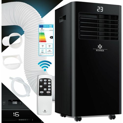 Klimaanlage Mobiles Klimagerät 4in1 kühlen, Luftentfeuchter, lüften, Ventilator – 7000 BTU/h (2.000 Watt) 2,3KW – Mobil Klima mit Montagematerial,