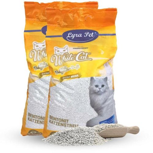 White Cat - 2 x 15 Liter Lyra Pet® ® Katzenstreu Bentonit mit Babypuderduft