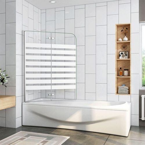 120x140cm Links Montage Badewannenaufsatz mit nano Glas Badewannenfaltwand esg Duschwand für Badewanne – Transparent