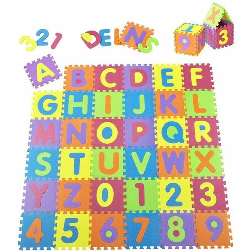 Kinder Puzzlematte Kim – bunt für Kleinkind – 36 Teile mit Buchstaben a-z & Zahlen 0-9 – ab 10 Monate – Schaumstoff Puzzle Spielmatte rutschfest