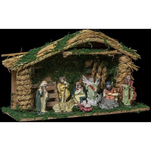 Weihnachtskrippe mit Krippenfiguren 9 Krippenfiguren Porzellan h 22 cm – Holz/Schaum