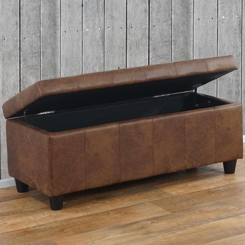 Aufbewahrungs-Truhe Kriens, Sitzbank Bank, Stoff/Textil, 45x114x45cm MVG-zertifiziert ~ Wildlederimitat