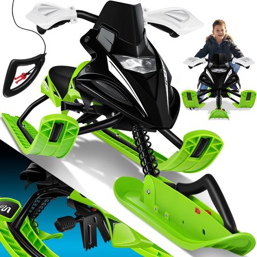 KESSER® Lenkschlitten mit 2 Fußbremsen Automatisches Zugseil Federung Kufenlenkung Bob Kinderschlitten Rodel Schlitten Skiboblenkschlitten