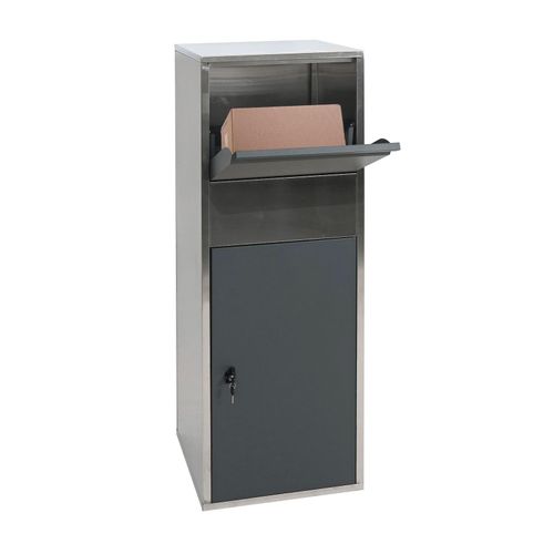 Paketkasten MCW-G80, Paketbox Standbriefkasten Paketbriefkasten Größe XL ~ Edelstahl anthrazit