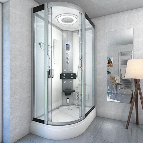 Dusche Duschkabine D60-70T3L Duschtempel Sauna 120×80 cm – Weiß