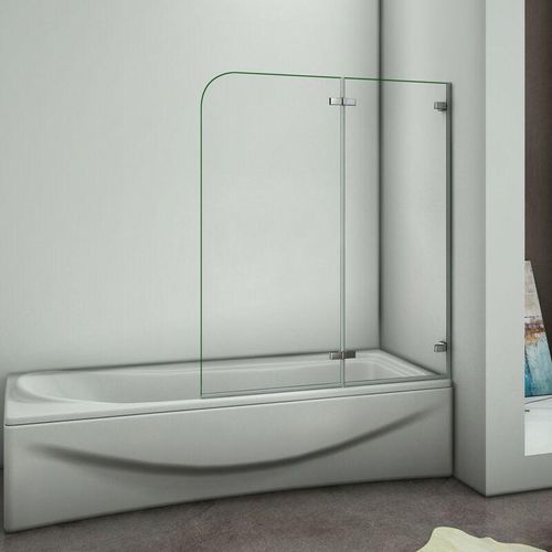 100X140cm Badewannenaufsatz Duschabtrennung Echtglas Badewannen-Faltwand – Transparent