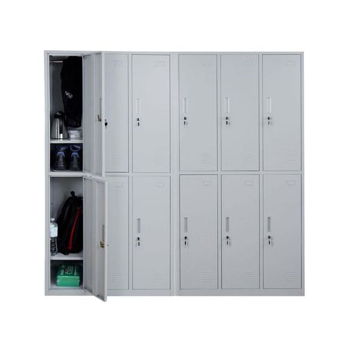 Schließfach Preston T829, Schließfachschrank Wertfachschrank Spind, Metall 12 Fächer ~ grau