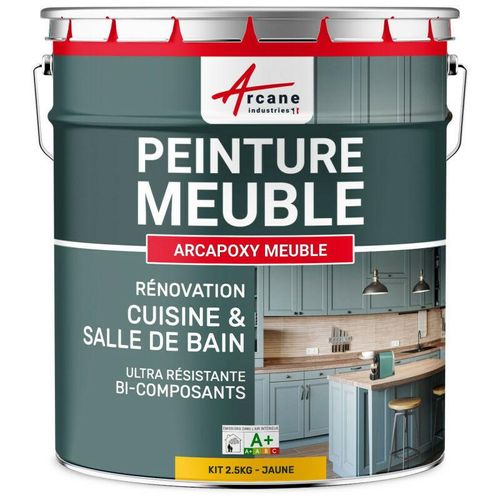 Arcane Industries – möbelfarbe für küche und bad : Buntlack – Möbelfarbe abwaschbar – Möbellack – Epoxidfarbe | Epoxyfarbe – Gelb ral 1023 – Kit de