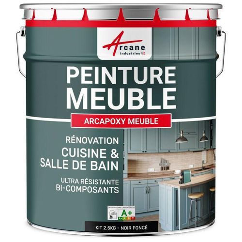 Arcane Industries – möbelfarbe für küche und bad : Buntlack – Möbelfarbe abwaschbar – Möbellack – Epoxidfarbe | Epoxyfarbe – Tiefschwarz ral 9005