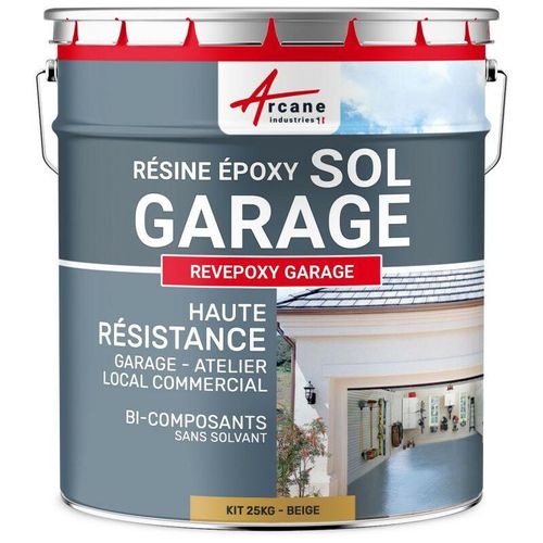 Arcane Industries – Epoxidharzlack: Garagenboden – revepoxy garage – Beige ral 1001 – kit 25kg bis zu 80m² für 2 Schichten – Beige ral 1001