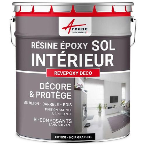 Epoxidharzlack für Küchenboden – revepoxy deco – Graphitschwarz ral 9011 – kit 5kg bis zu 14m² für 2 Schichten – Graphitschwarz ral 9011
