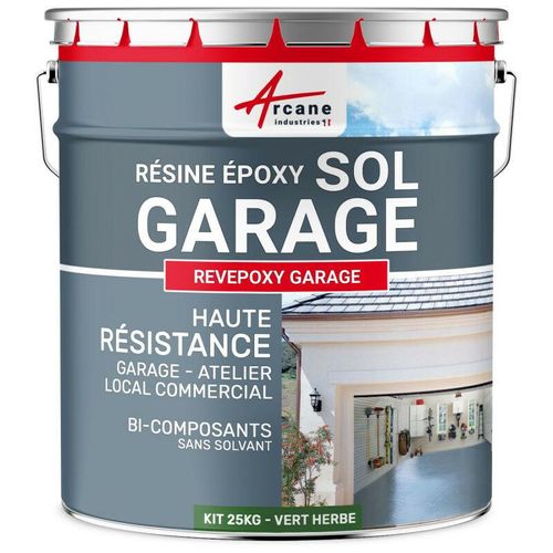 Arcane Industries – Epoxidharzlack: Garagenboden – revepoxy garage – Grasgrün ral 6010 – kit 25kg bis zu 80m² für 2 Schichten – Grasgrün ral 6010