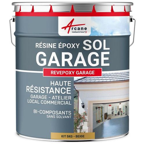 Arcane Industries – Epoxidharzlack: Garagenboden – revepoxy garage – Beige ral 1001 – kit 5kg bis zu 16m² für 2 Schichten – Beige ral 1001