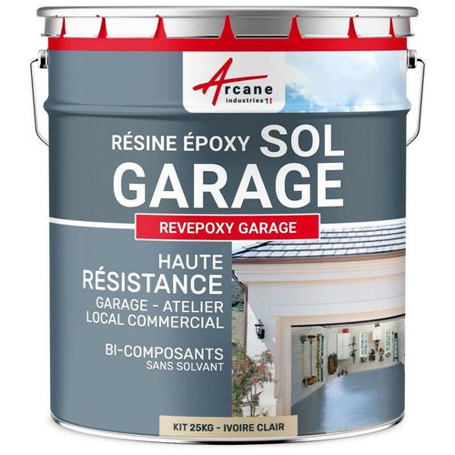 Arcane Industries – Epoxidharzlack: Garagenboden – revepoxy garage – Hellelfenbein ral 1015 – kit 25kg bis zu 80m² für 2 Schichten – Hellelfenbein