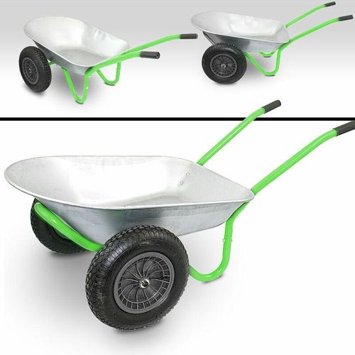 Bituxx - Stabile 2-Rad Bau Schubkarre Baukarre Zweiradkarre Gartenkarre Schubkarren Muldenkarre Verzinkt 100L / Traglast bis 150kg / Luftbereifung