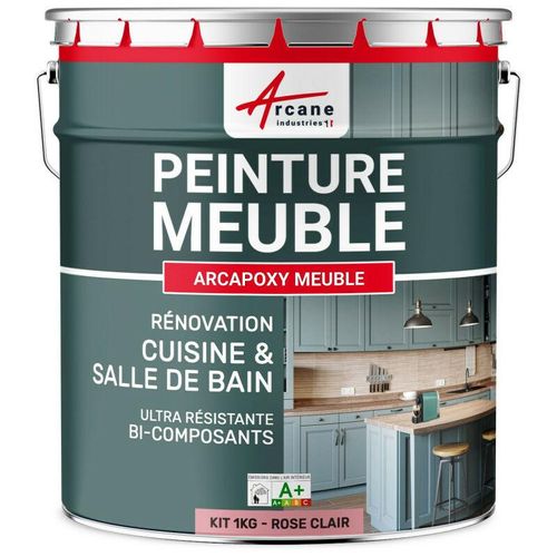 Arcane Industries – möbelfarbe für küche und bad : Buntlack – Möbelfarbe abwaschbar – Möbellack – Epoxidfarbe | Epoxyfarbe – Hellrosa ral 3015 – Kit
