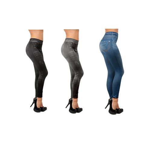 Comfortisse® Jeggings - Leggings 3er Set mit Taschen Slim Jeggings