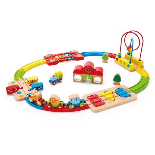 Hape Spielzeug-Eisenbahn Regenbogen-Puzzle Eisenbahnset, (Set), aus Holz, bunt