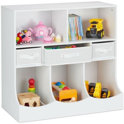 Kinderregal für Spielsachen & Bücher, hbt: 75 x 80 x 40 cm, 8 Fächer, Mädchen & Jungen, Spielzeugregal, weiß - Relaxdays