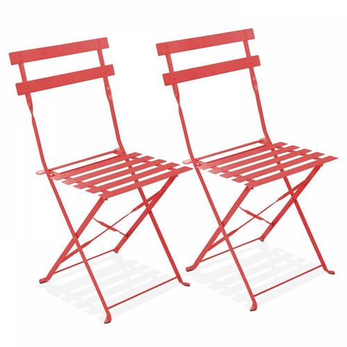 2er-Set Bistroklappstühle Rot – Rot