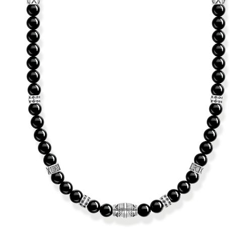 Kette mit schwarzen Onyx-Beads Silber