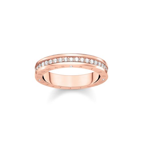 Ring mit weißen Steine Pavé rosévergoldet