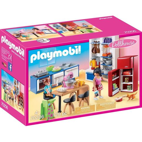 Playmobil® Konstruktions-Spielset Familienküche (70206), Dollhouse, (129 St), Made in Germany, bunt