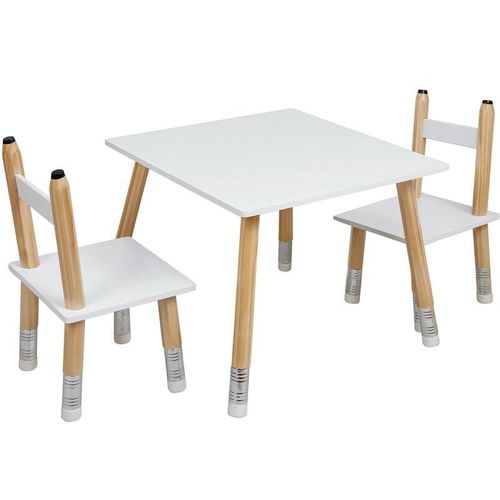 Set aus Kindertisch und 2 Stühlen aus Holz Crayon
