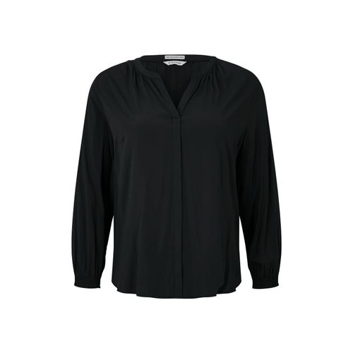 Bluse mit gesmokten Ärmelbündchen, schwarz, Gr.50