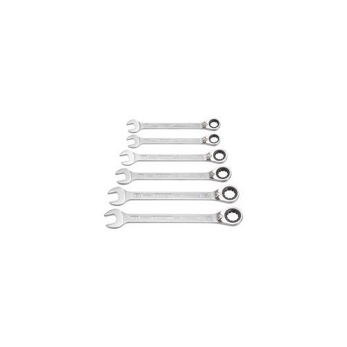 Knarren-Ring-Maulschlüssel-Satz 606/6-1, 6-teilig, Schraubenschlüssel mit umschaltbarer Knarrenfunktion