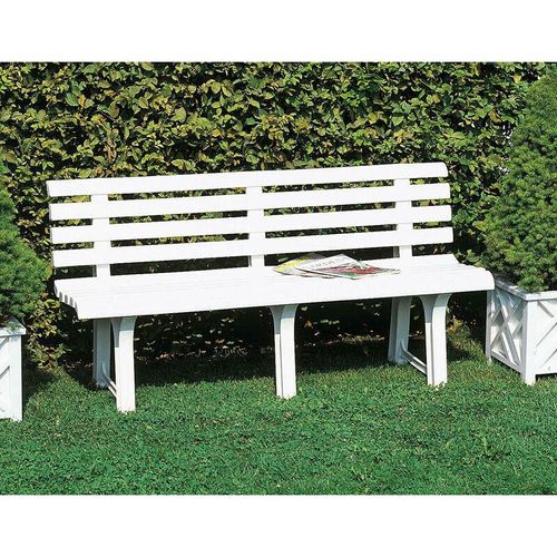 Gartenbank Dluzard, Monoblock-Gartenbank, Außenbank, 100 % Made in Italy, 145x49h74 cm, Weiß – Dmora