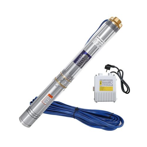 Jiubiaz Tiefbrunnenpumpe 4 Zoll Sandverträglich 1.1 kW 4000 l/h u. Motorschutzschalter