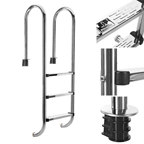 Bc-elec - PL003 Schwimmbadleiter mit 3 Sprossen aus Edelstahl 304SS, 158cm, Schwimmbadtreppe mit 3 Stufen.