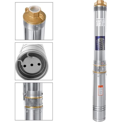 Jiubiaz Tiefbrunnenpumpe 4" Brunnenpumpe Tauchpumpe Wasserpumpe Gartenpumpe Edelstahl 20 Meter 1100 W 4000L/h