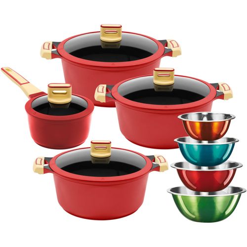 Topf-Set KING "GOURMET" Töpfe bunt Topfsets 8 Töpfe, Ø 16182024 cm, Antihaft-Beschichtung, Induktion