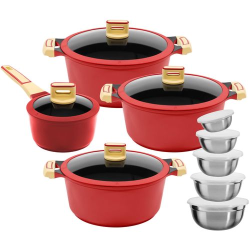 Topf-Set KING Töpfe rot Topfsets 5 Töpfe, Ø 16182024 cm, Antihaft-Beschichtung, Induktion