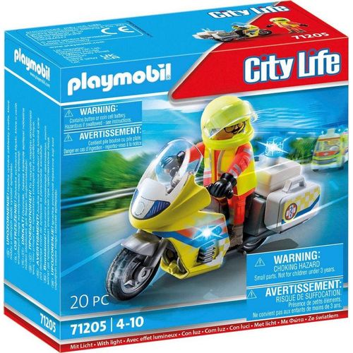 Playmobil® Konstruktions-Spielset Notarzt-Motorrad mit Blinklicht (71205), City Life, mit Lichtmodul; Made in Europe, bunt