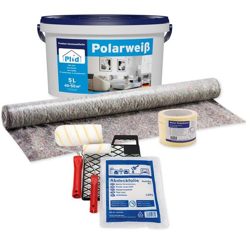 Premium Polarweiss Innenfarbe Wandfarbe Deckenfarbe Profi Farbe Set Weiß